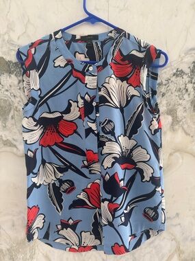 J. Crew Blue Floral Sleeveless Button-Front Camisole